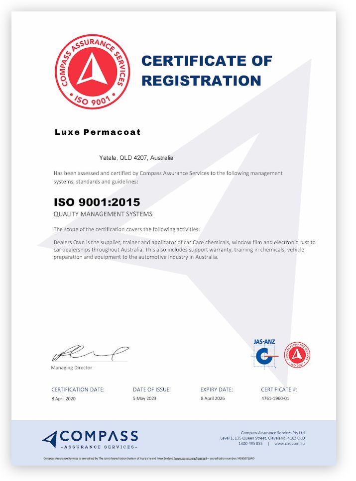 Certificate of Registration - Luxe Permacoat 2 Certificate of Registration - Luxe Permacoat
